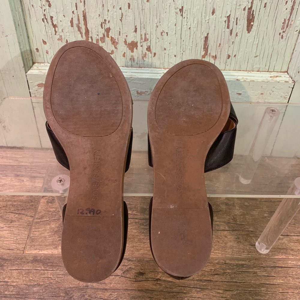 Women’s Sole Society black leather sandals size 6.5 Preloved good condition - Picture 6 of 6